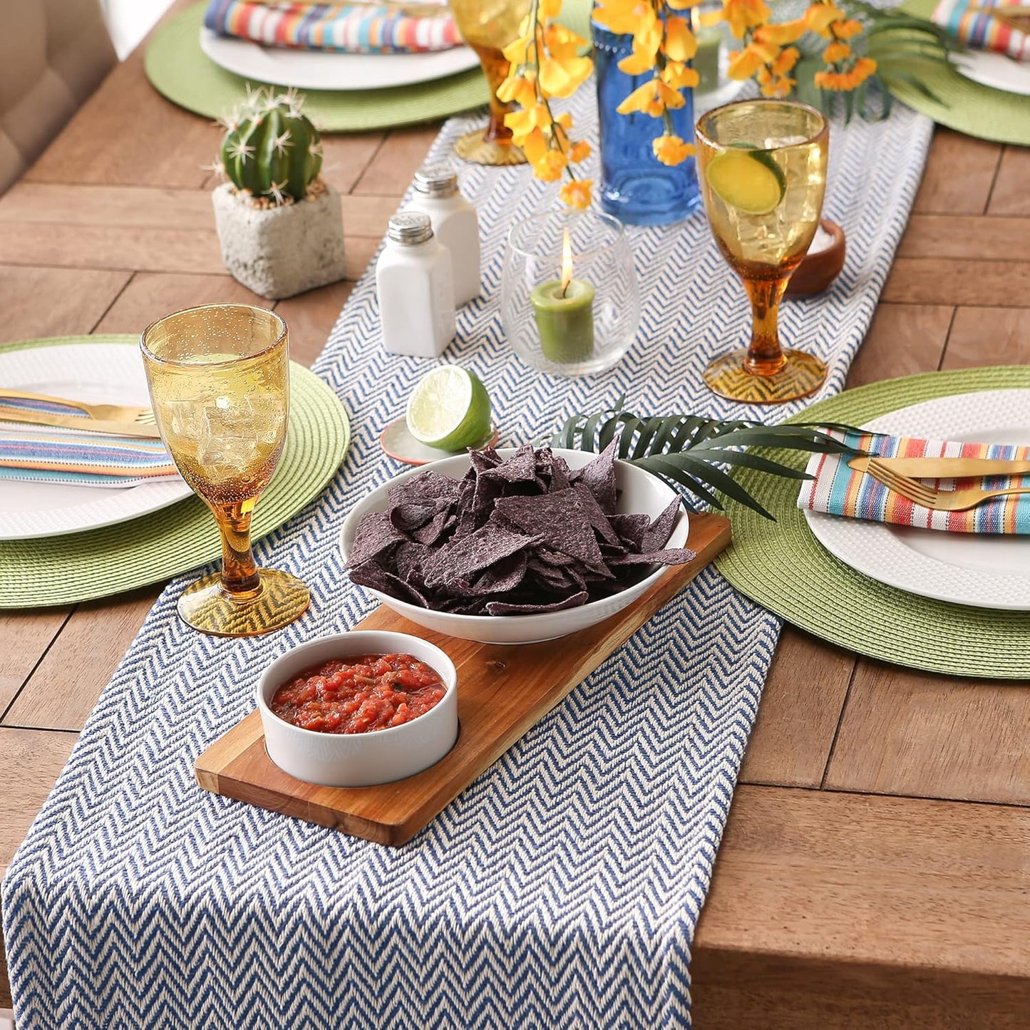 DII Woven Basic Tabletop Collection, Chevron Table Runner, 15x108, Nautical Blue