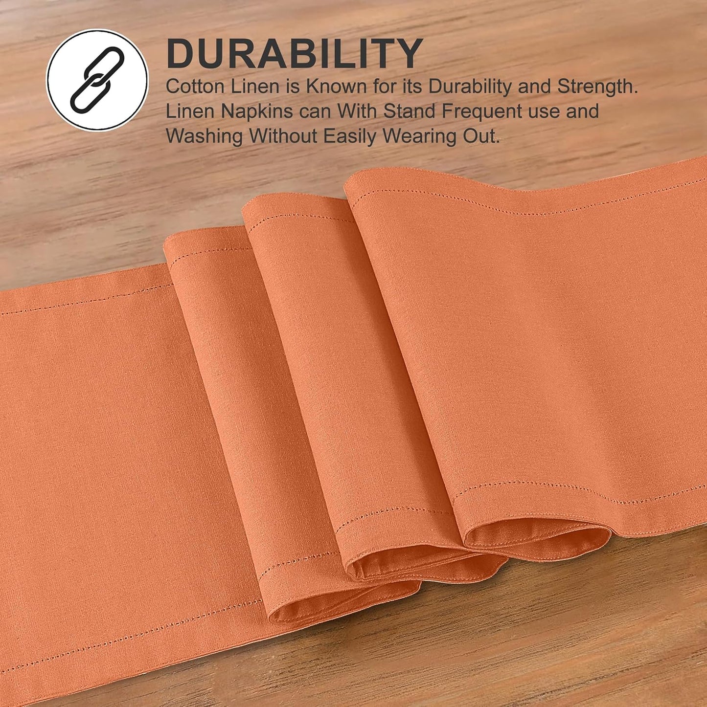 Ruvanti Linen Table Runner 48 Inches, Classic Hemstitch, Washable, Reusable, Non-Slipping, Stain Resistant- Perfect for Parties, Weddings, Dinners, Thanksgiving, Christmas, Indoor use – Orange