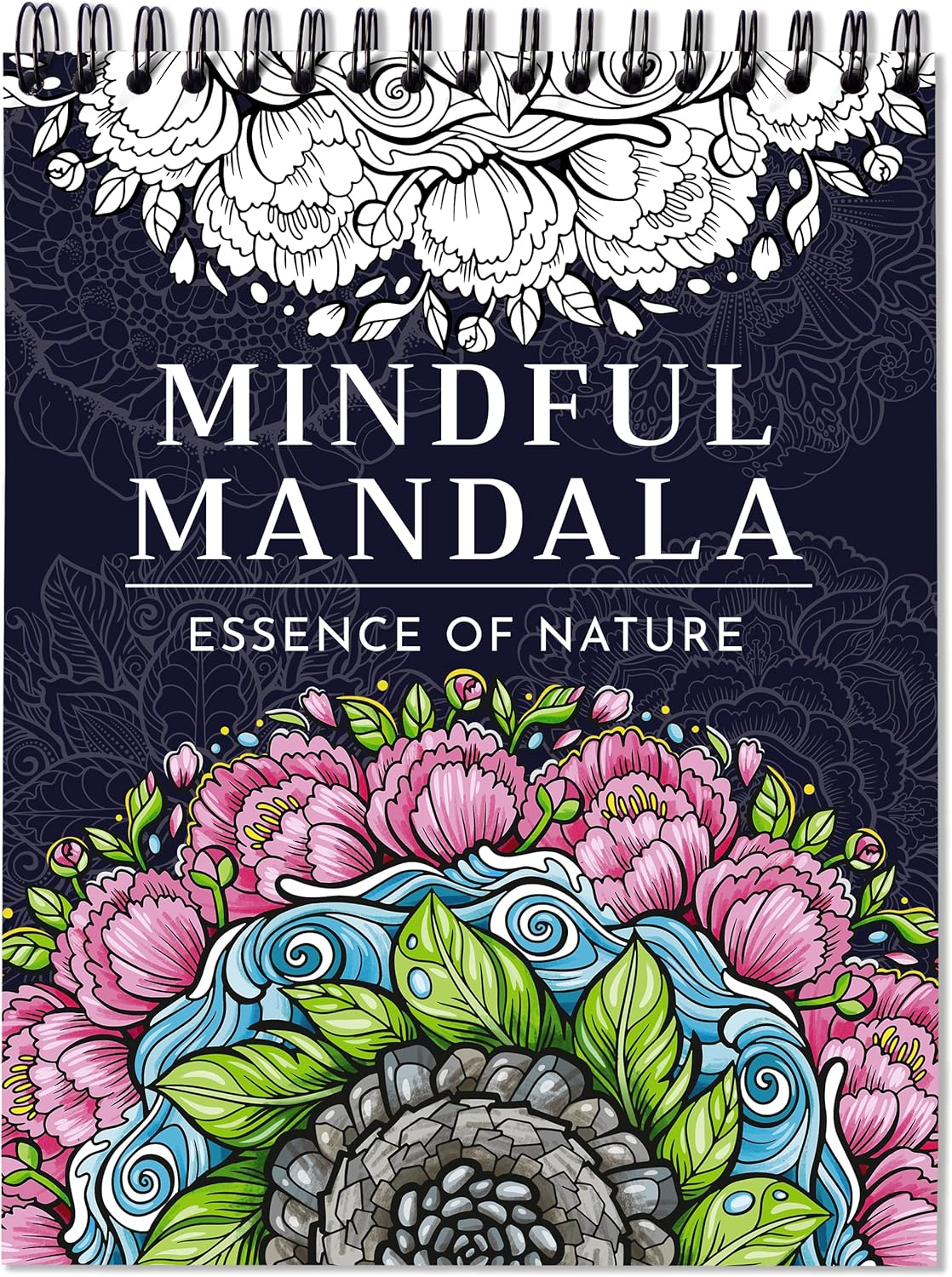 RYVE Mandala Coloring Book for Adults - 50 Unique Mandalas for Relaxation & Stress Relief - Spiral Coloring Book for Adults, Relax and Mindfulness Gifts for Women and Men, Spiral Bound