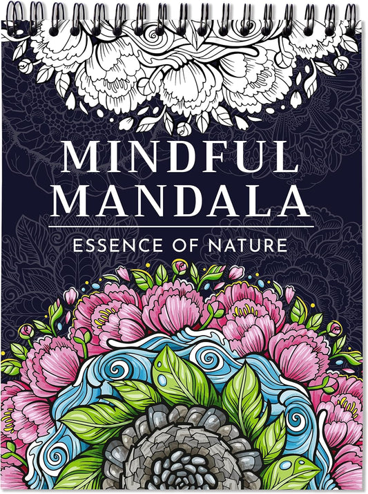 RYVE Mandala Coloring Book for Adults - 50 Unique Mandalas for Relaxation & Stress Relief - Spiral Coloring Book for Adults, Relax and Mindfulness Gifts for Women and Men, Spiral Bound