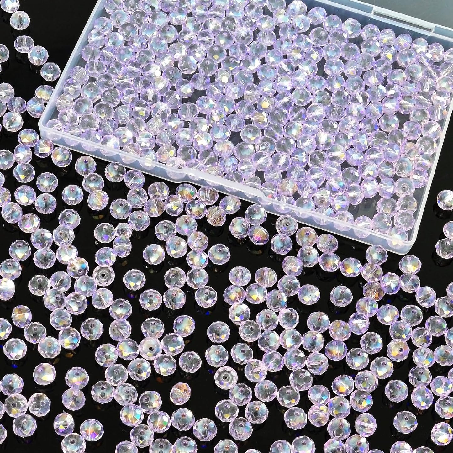 460Pcs 8mm Crystal Glass Beads for Jewelry Making Beads for Bracelets Necklace Pendants Making Supplies(Light Purple)