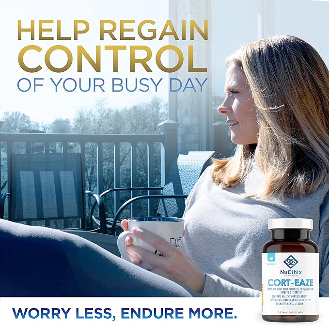 NuEthix Formulations Cortisol and Thyroid Support Supplement Bundle: Cort-Eaze Cortisol-Control Supplement, 60 Capsules, 30 Servings and Thyro-Boost Essentials, 90 Capsules