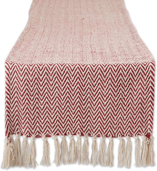 DII Woven Basic Tabletop Collection, Chevron Table Runner, 15x72, Barn Red