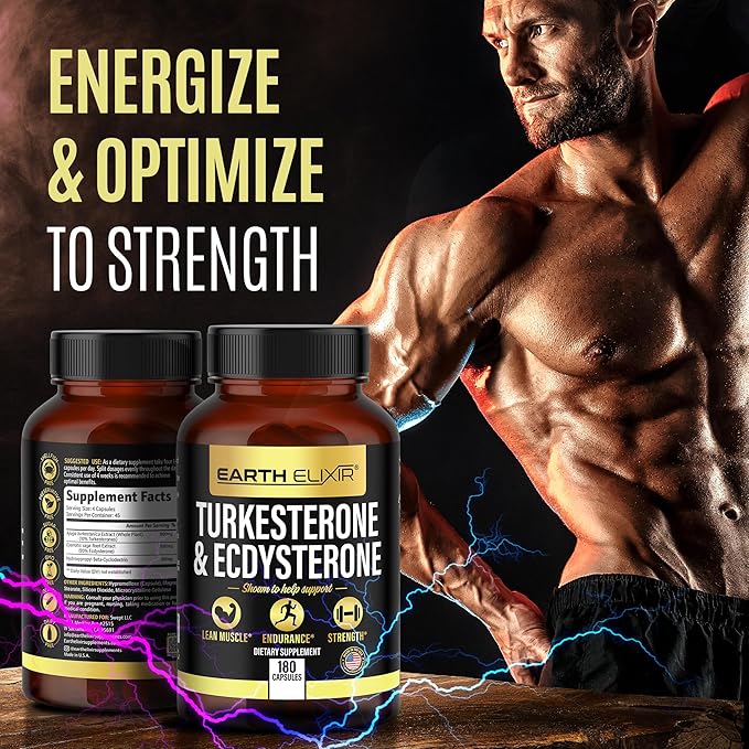 Turkesterone & Ecdysterone – Natural Testosterone Support, 2-in-1 High Potency Turkesterone Supplement for Men & Women with 95% Beta Ecdysterone - Strength, Energy and Vitality – 180 capsules
