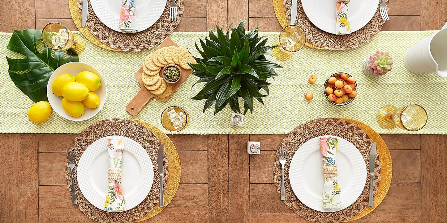 DII Woven Basic Tabletop Collection Chevron Table Runner, 15x72, Avocado