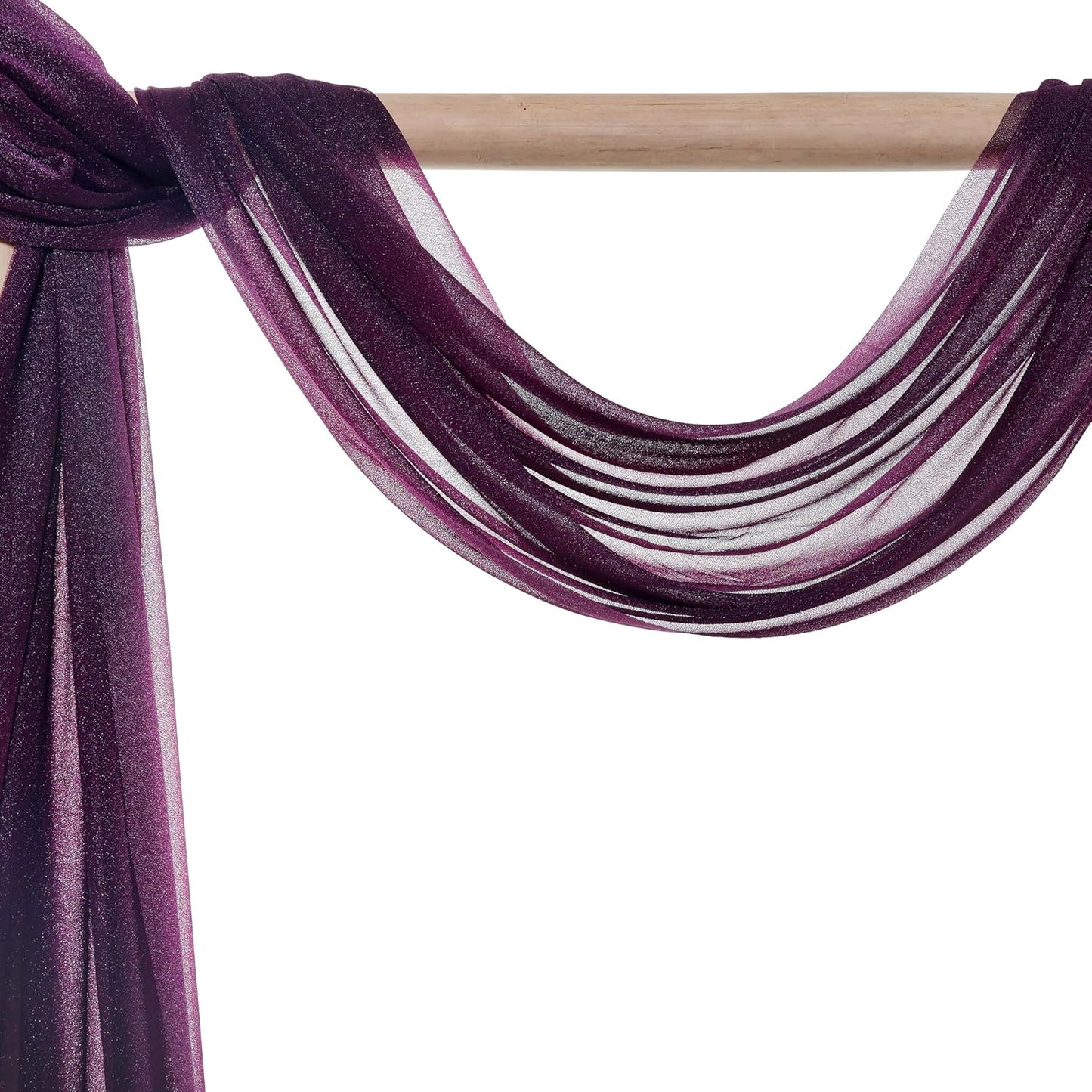 VDS Pack of 2 Panel (30 Inch X 50 Feet) Wedding Arch Draping Fabric Sheer Chiffon Fabric Drapery for Wedding Ceremony Reception Swag Backdrop Canopy Chuppah ARBO Altars Decoration (Eggplant)