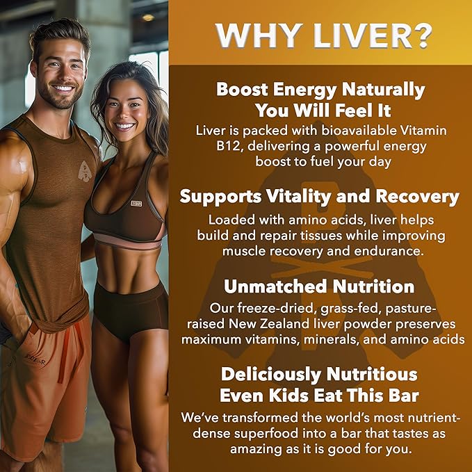 Primal Power Liver Powered Nutrition Bars - B12 Energy Boost, 10g Protein, Vitamins, Minerals, Collagen, Zero Added Sugar, Gluten Free - Pack of 12 (Peanut Butter Chocolate Flavor)