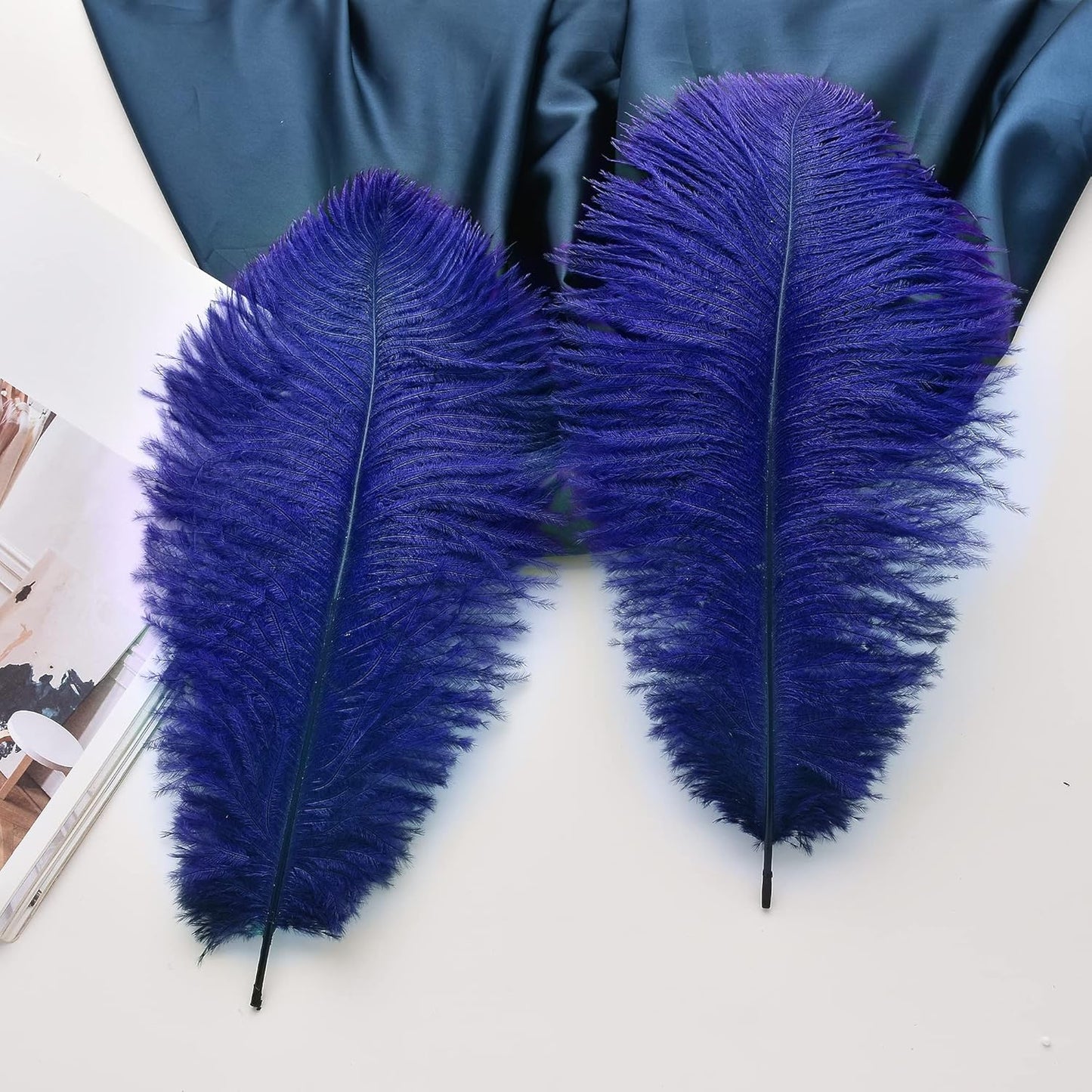 Ballinger Royal Blue Ostrich Feathers - 24Pcs 12-14inch Craft Feathers for Party Centerpieces, Flower Arrangement and Home Decor