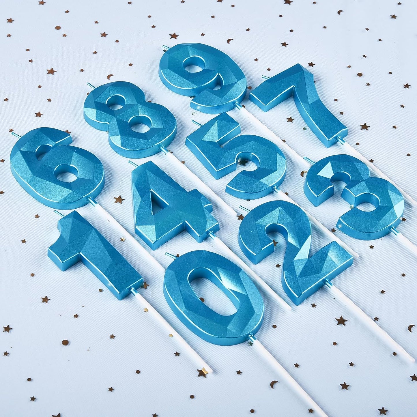PHD CAKE 2.76 Inch Crystal Blue 8 Number Birthday Candles, Blue Number Candles, Cake Number Candles, Party Celebration