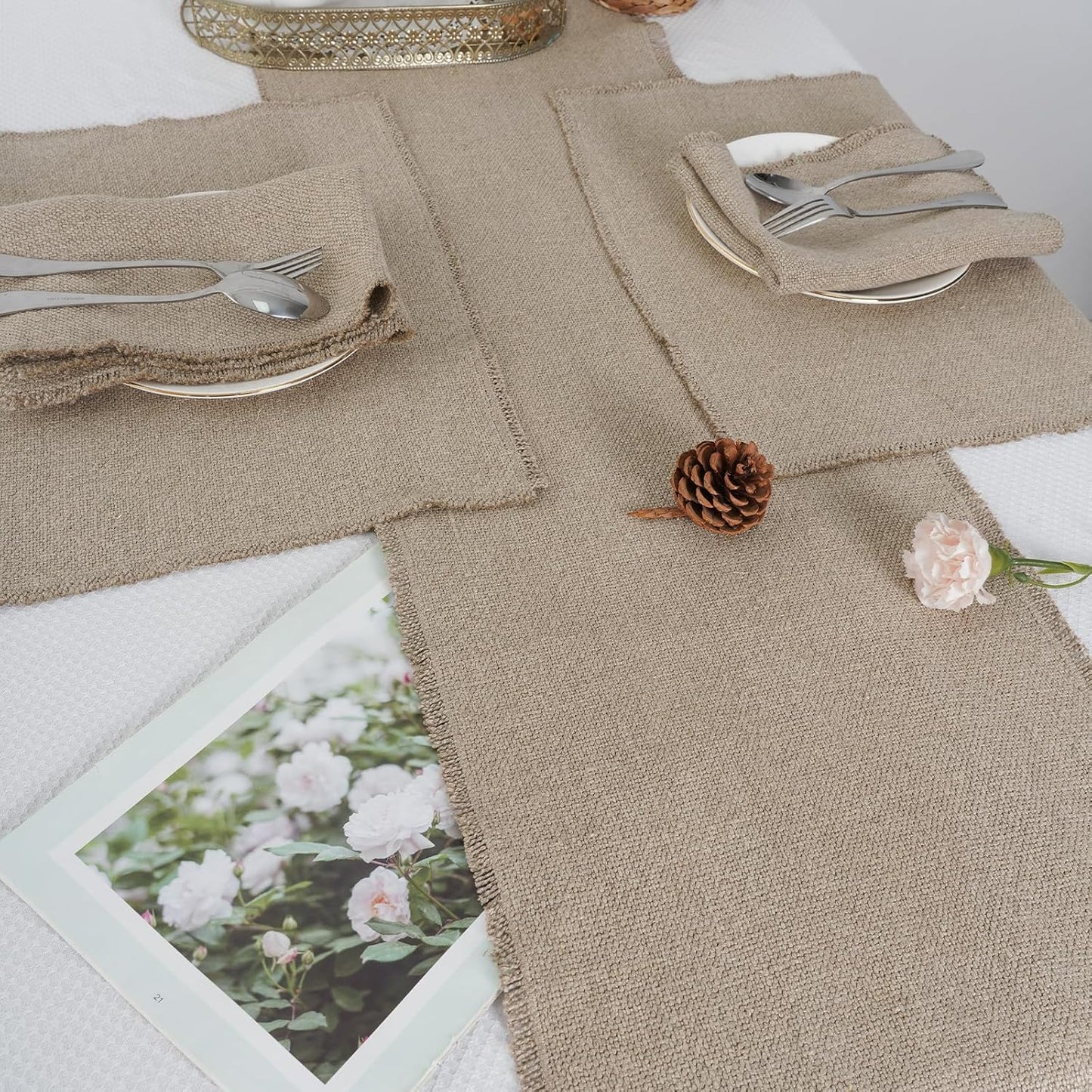 100% Pure Linen Table Runner 106 Inches Long-Super Thick Noble 14 x 106 Inch Cloth Dining Table Runner for Wedding, Parties, Everyday, Holidays