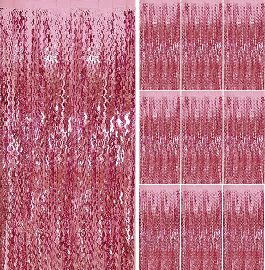 Pink Foil Curtain Backdrop Happy Birthday Decorations for Women Bachelorette Party Decorations Pink Fringe Backdrop Valentine's Day Decorations