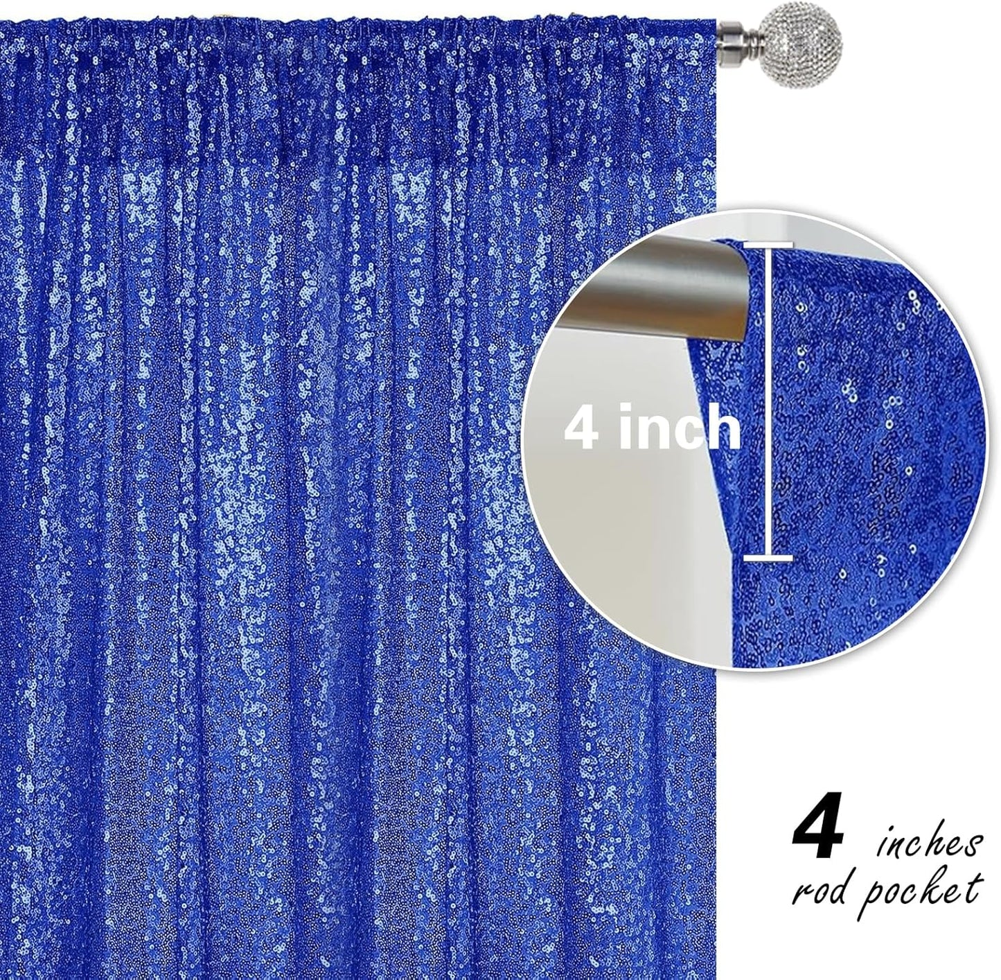 Navy Blue Sequin Backdrop Curtain 2 Pieces 2FTx8FT Glitter Photography Backdrop for Party Wedding Birthday Christmas Decorations