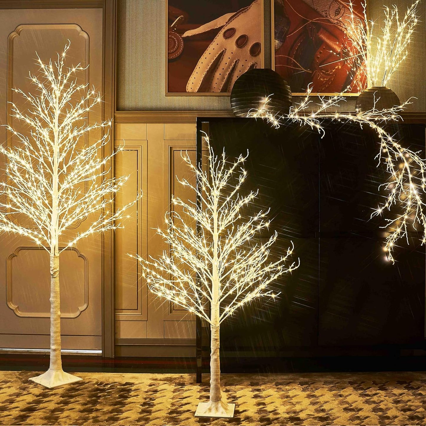 Hairui Lighted White Twig Branches Plug in with Dimmer and Timer 32IN 200 LED Fairy Lights, Lighted Willow Branches for Indoor Outdoor Home Room Christmas Decoration (Vase Excluded)