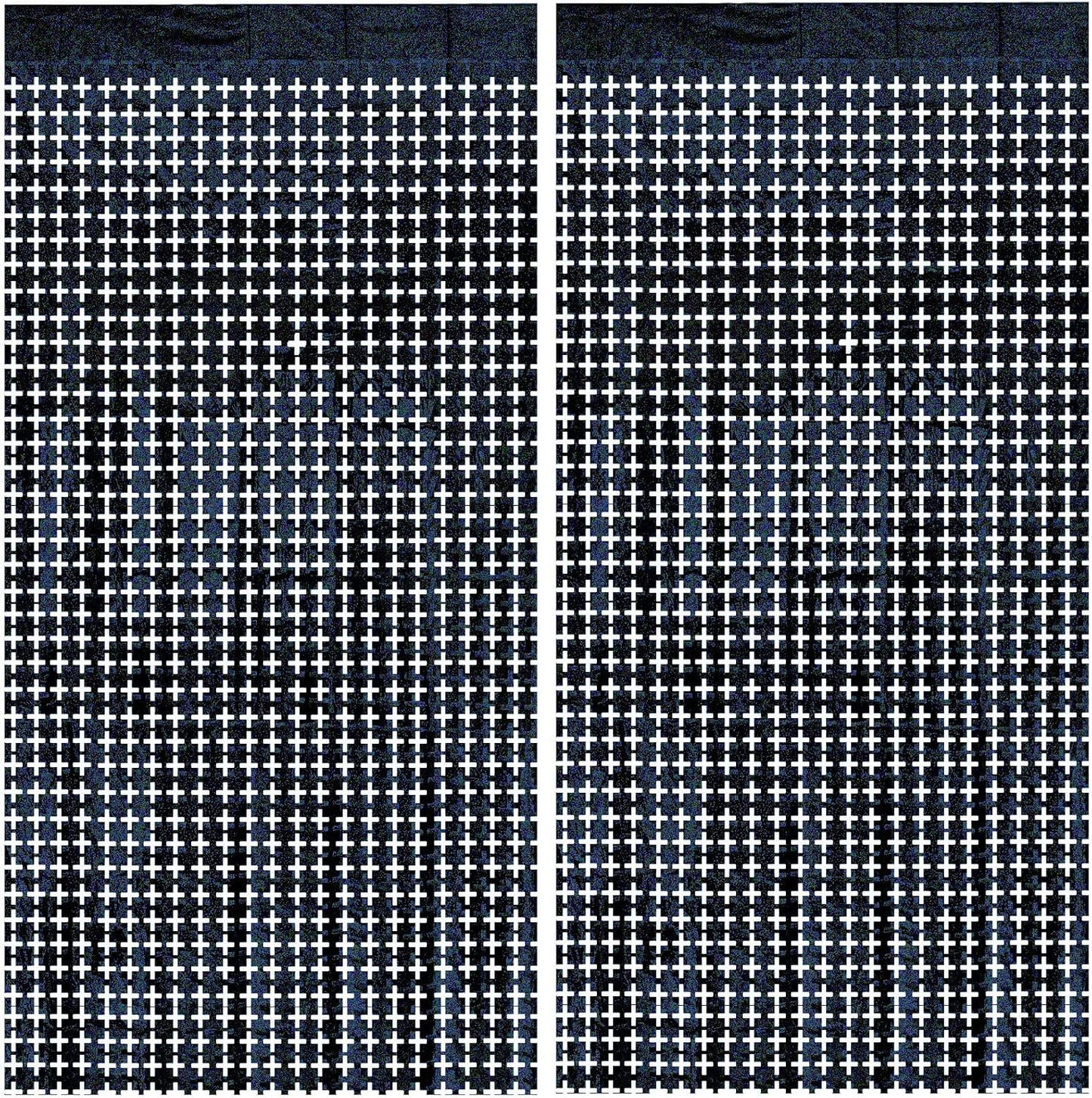 Black Metallic Tinsel Foil Fringe Curtains Foil Curtain Backdrop Photo Booth Props for Birthday Wedding Engagement Baby Shower Bachelorette Christmas Holiday Celebration Party Decorations