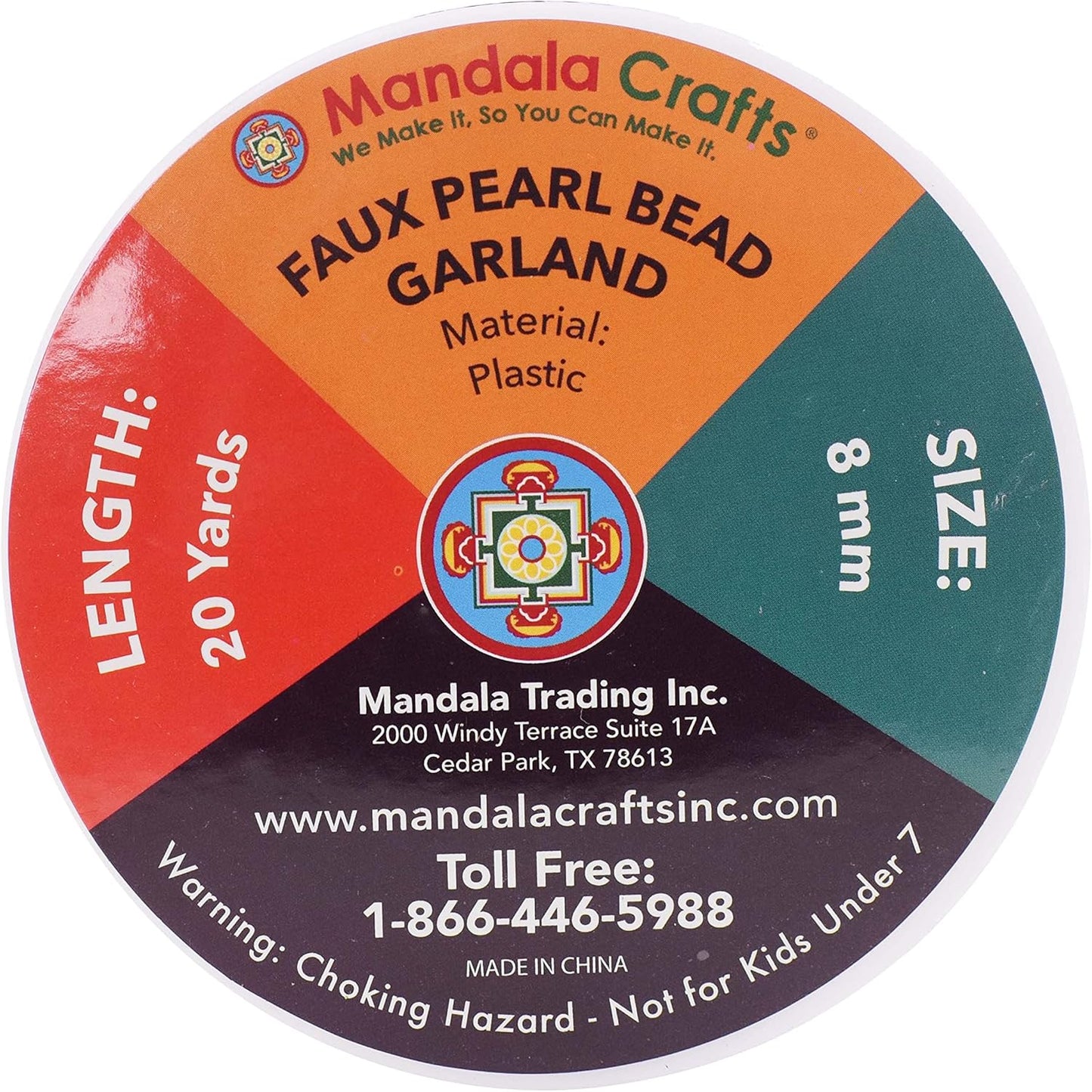 Mandala Crafts 8mm Faux Purple Pearl Beads Roll - 20 Yards Strand of Fake Pearls Chain Garlands Spool String for Christmas Tree, Wedding, Party, Vases, DIY Decoration