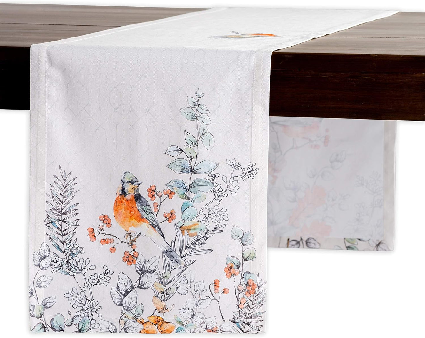 Maison d' Hermine Table Runner 100% Cotton Single Layer Table Runners 48 inches Long for Thanksgiving Christmas Decorations Home Kitchen Dining Party Wedding (Whitish Shabby Chique, 14.5" x 48")