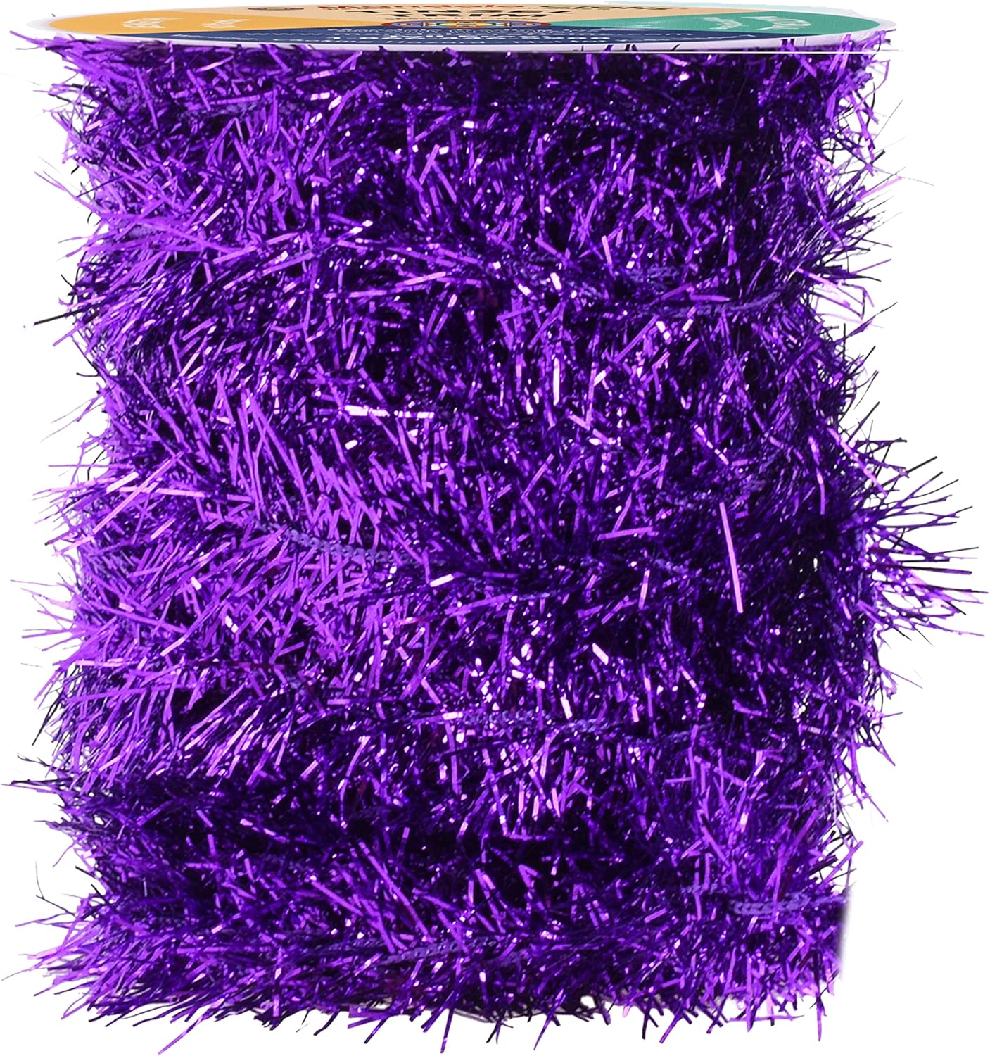 Mandala Crafts Purple Tinsel Garland - Thin Metallic Foil Glitter Mini Garland for Christmas Tree, Party, Wedding Decor, and Holiday Decorations