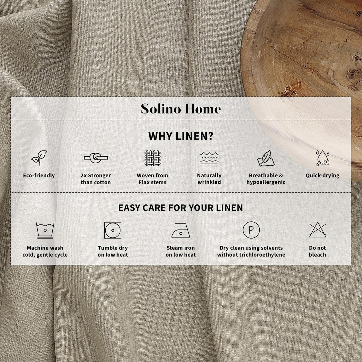 Solino Home Linen Brown Table Runner 90 Inches Long - 100% Pure Linen Hemstitch 14 x 90 Inch Table Runner for Dining, Fall, Autumn, Thanksgiving - Classic Hemstitch