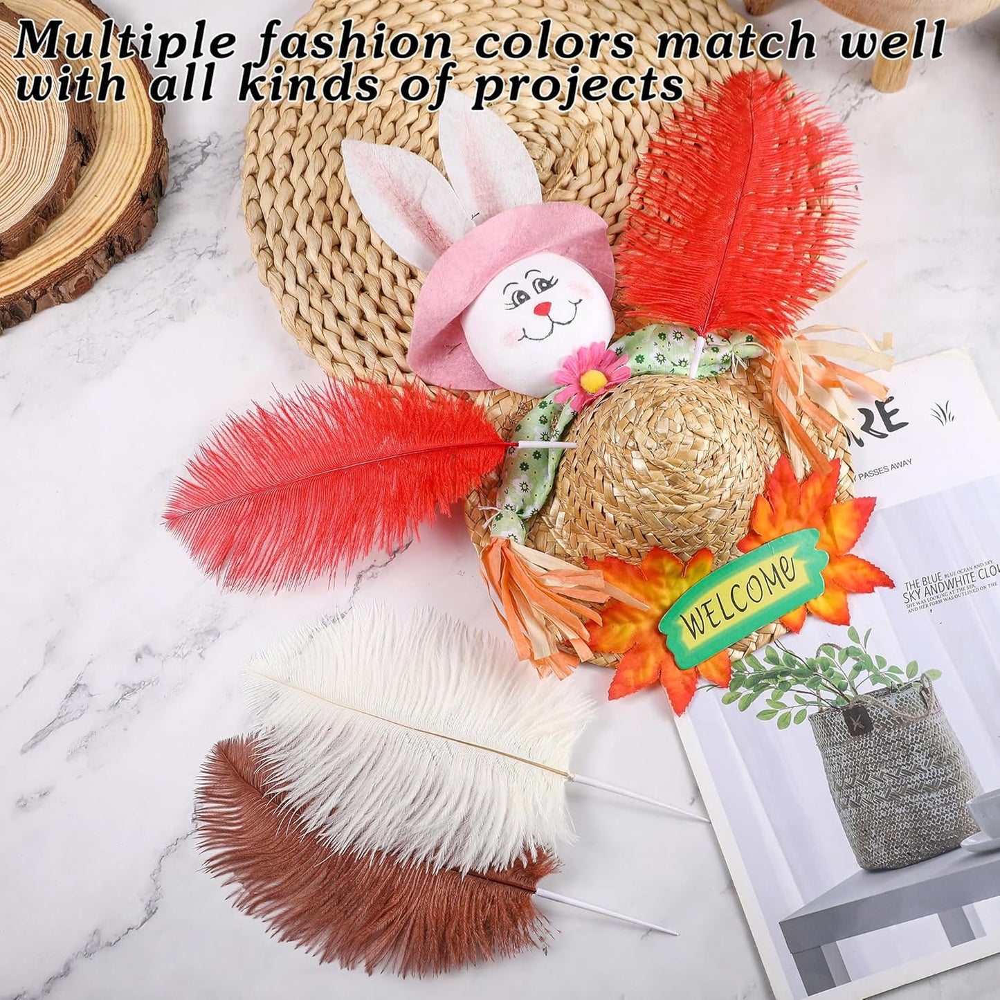 SOGUGOM Red Craft Ostrich Feathers - 30PCS 6-8 Bulk Ostrich Feathers Kit for Kindergarten Crafts, Dream Catchers and Party Centerpieces(Red)