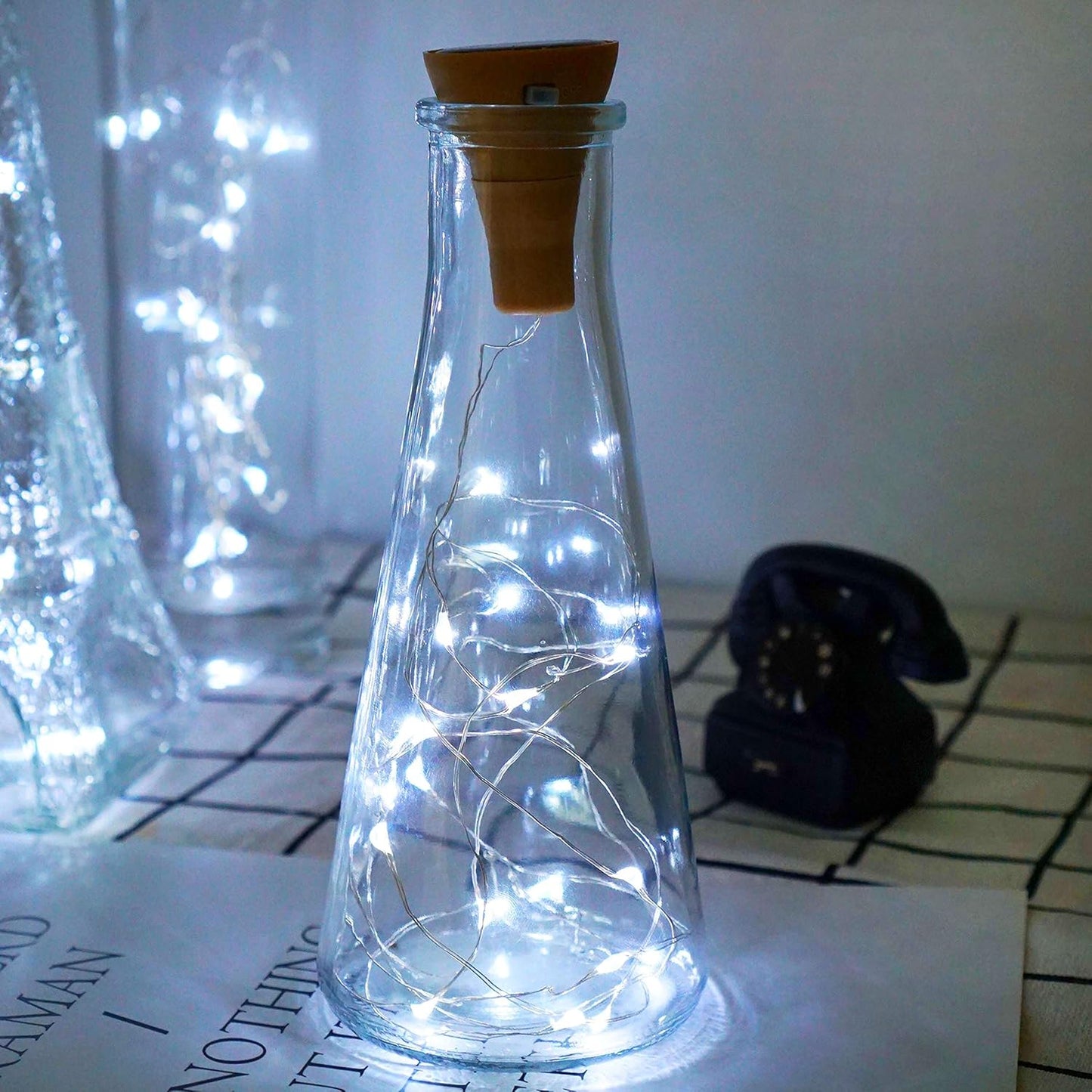 Decorman Upgraded 10 Pack Solar Wine Bottle Lights 20 LEDs Waterproof Silver Wire Cork Lights for Party, Wedding, Christmas, Holiday, Outdoor, Garden, Patio, Pathway Decor