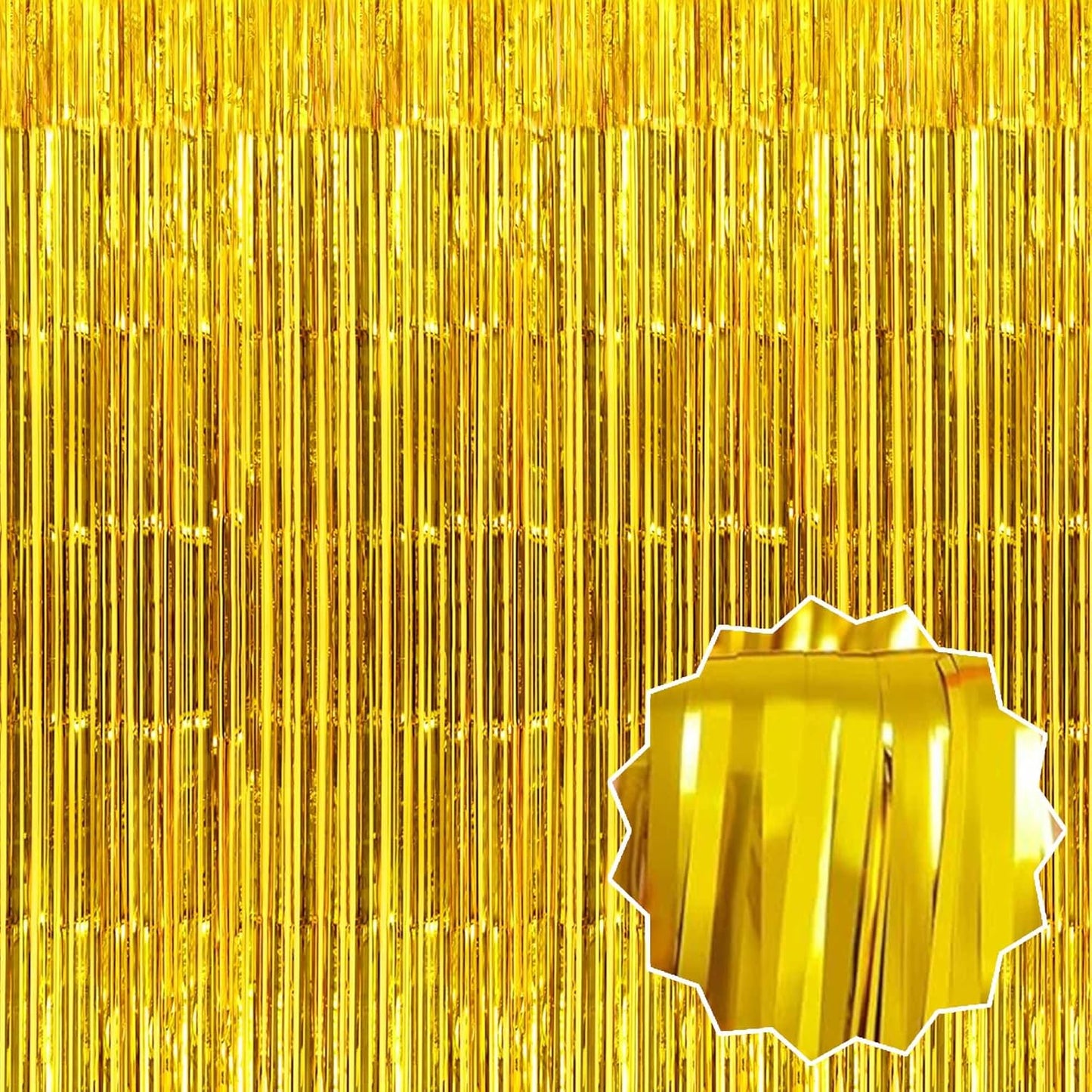 3 Pack Gold Foil Fringe Curtains Backdrop, 3.28 x 9.8 Ft Metallic Streamers Tinsel Curtains Background for Photo Booth, Birthday, Halloween, Christmas, Thanksgiving, New Year Party Decorations
