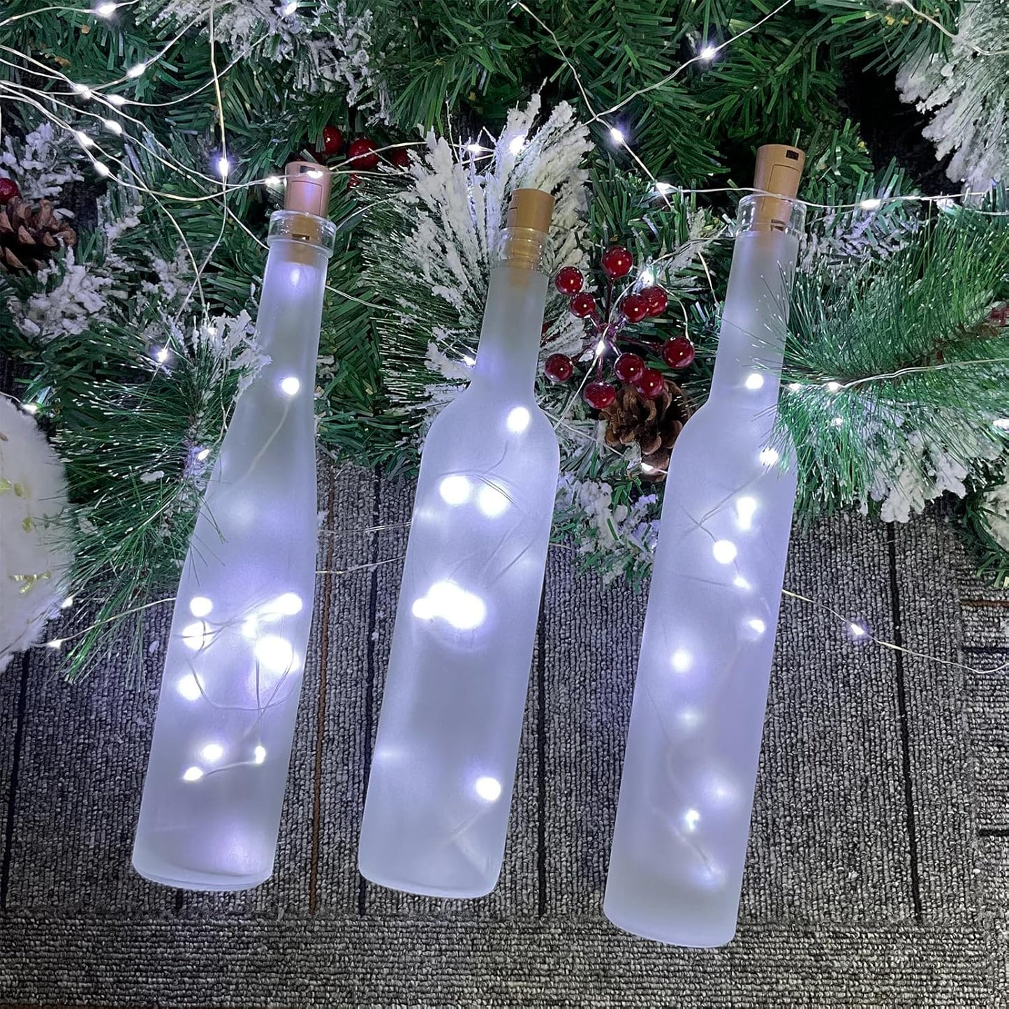 Wine Bottle Lights with Cork, 20 LEDs 6.6 Feet Silver Wire Cork Bottle Lights,Fairy Mini String Lights,for DIY Jar Halloween,Christmas,Party,Decor,Wedding Listing (10 Pack, Cool White)