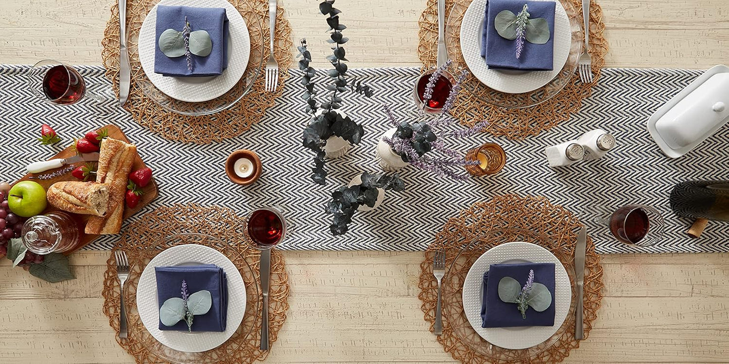 DII Woven Basic Tabletop Collection, Chevron Table Runner, 15x108, French Blue