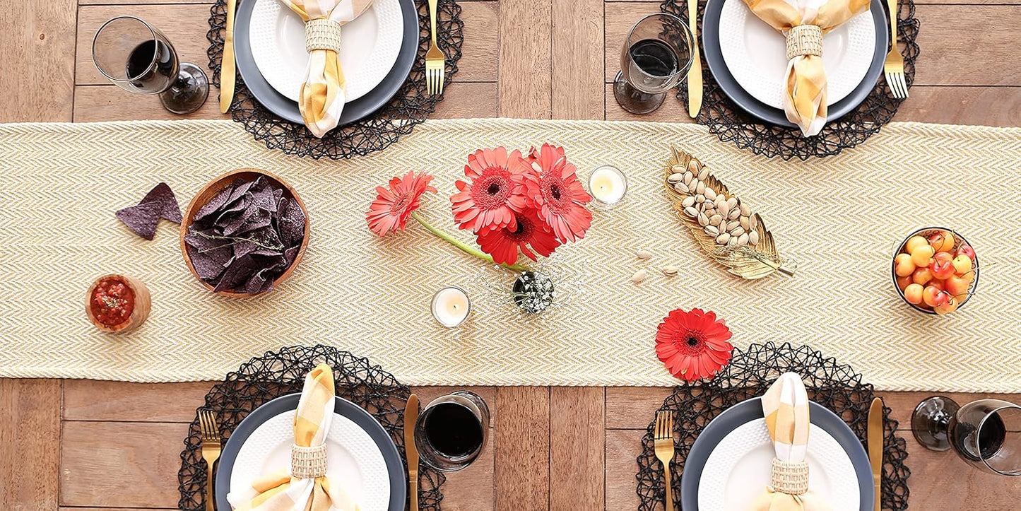 DII Woven Basic Tabletop Collection, Chevron Table Runner, 15x72, Marigold