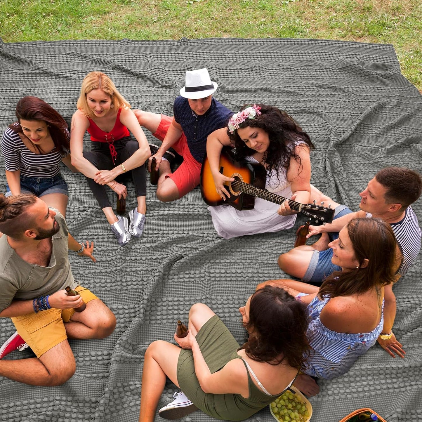 PHF 100% Cotton Waffle Blanket Oversized King 120"x120", Lightweight Breathable Extra Large 10'x10' Blankets for Bed, Giant Big Luxury Aesthetic Woven Bedding for Home Decor, Dark Grey