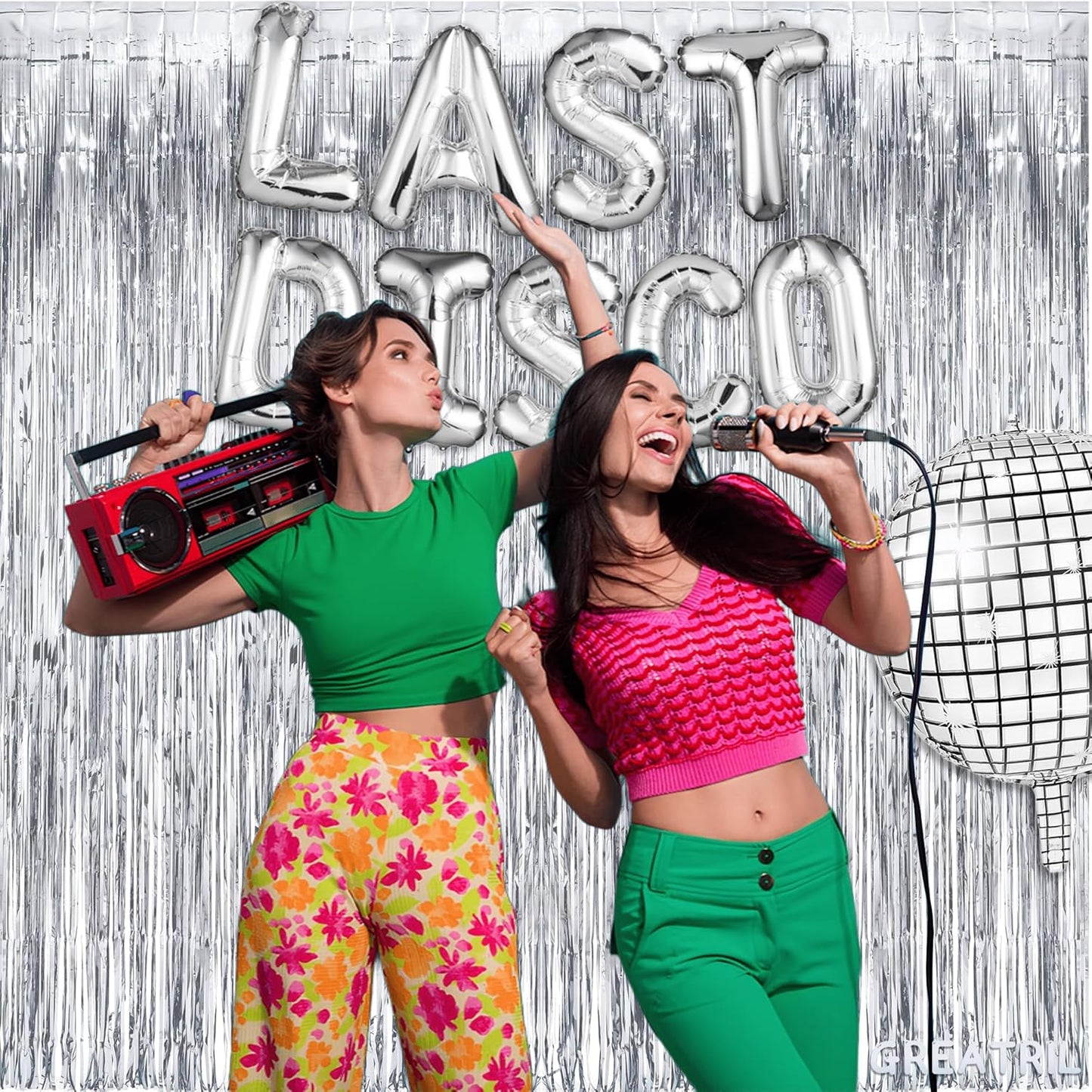 Silver Streamers Metallic Party Backdrop - GREATRIL Foil Fringe Tinsel Curtain for 2026 NYE/Birthdays/Prom/New Years/Graduations/Photo Booth, 8.2ft x 3.2ft - Pack of 2