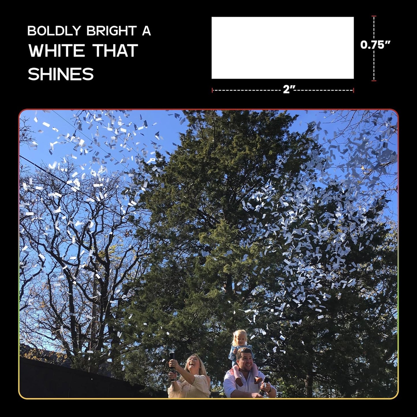 White Biodegradable Confetti - Rectangular Fluttering Tissue Paper Confetii for Cannon and Launcher use – Best for Mother’s Day, Wedding, Parties and Live Events - 1 lb, 16 oz