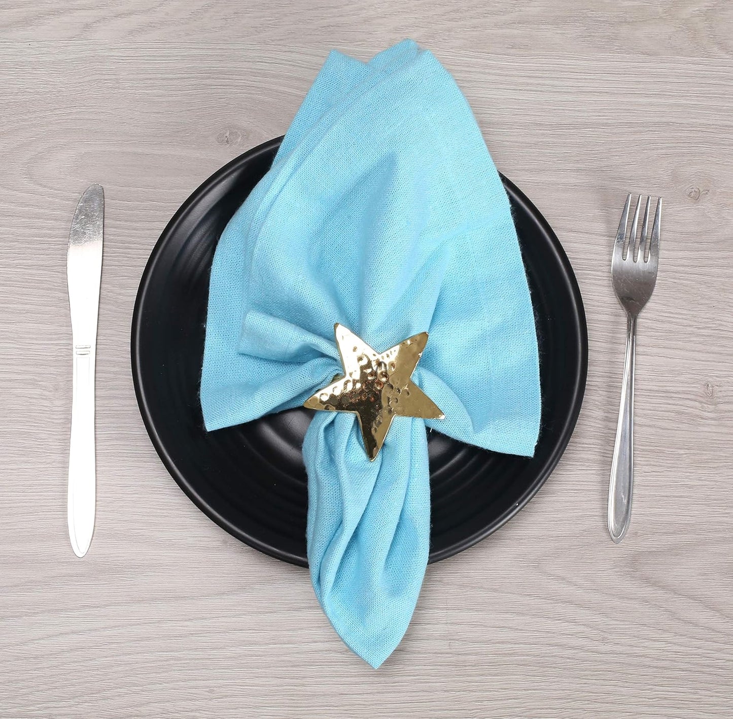 12 Pcs Lightweight Metal Napkin Rings - Gold Star Metal Holders for Elegant Table Decor, Parties, Weddings, Holidays, Everyday Dining - Metallic Adornment for Table Settings - CLEENTABLE