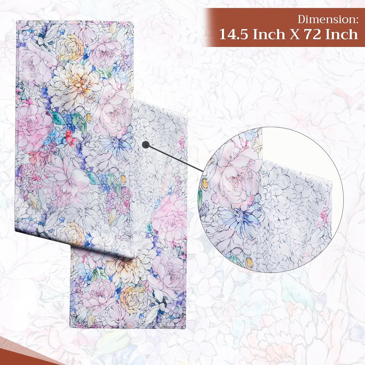 Maison d' Hermine Table Runner 100% Cotton Double Layer Table Runners 72 inches Long Decorative for Kitchen Dining Party Baby Shower Wedding Bridal Shower Spring Summer (Floral Love, 14.50" x 72")