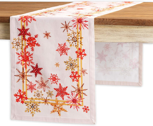 Maison d' Hermine Table Runner 100% Cotton Single Layer Table Runners 36 inches Long for Thanksgiving Christmas Decorations Home Kitchen Dining Party Wedding (Crystal Star, 14.5" x 36")