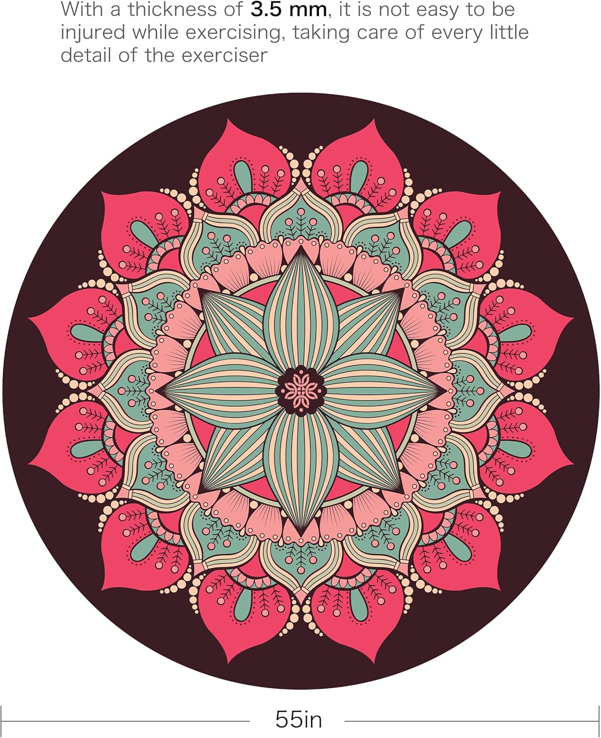 Pilates Mat Round Oversize Yoga Mat Suede Rubber Non-Slip Dia 140cm Exercise Mat Meditation Mat Workout Mat for Home Outdoor