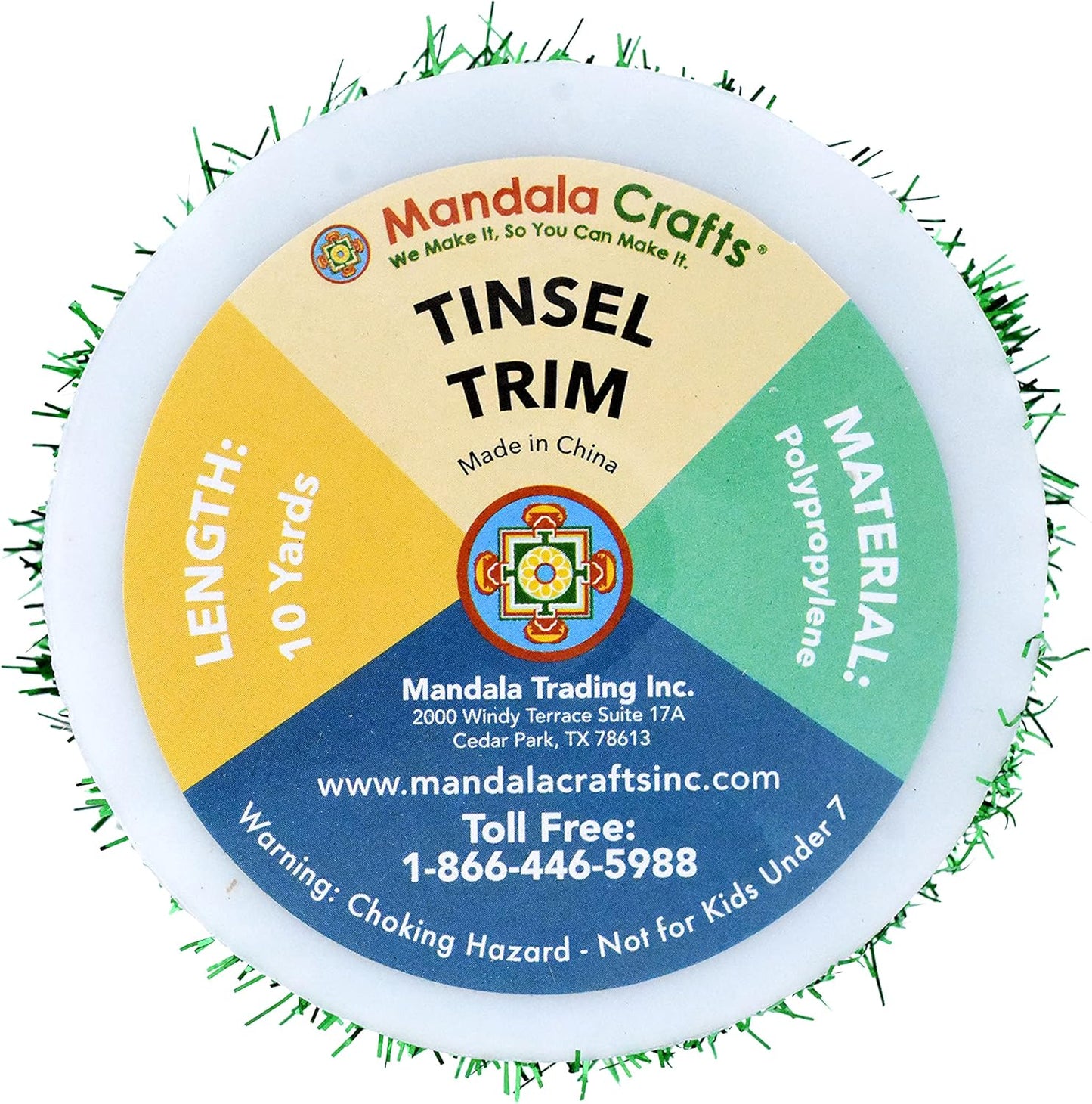 Mandala Crafts Green Tinsel Garland - Thin Metallic Foil Glitter Mini Garland for Christmas Tree, Party, Wedding Decor, and Holiday Decorations