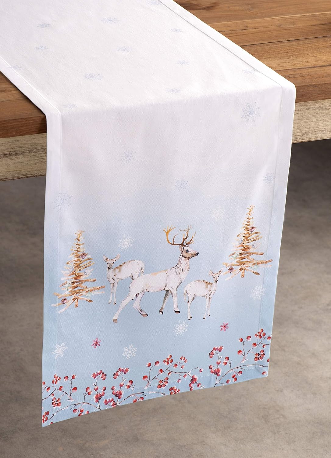 Maison d' Hermine Table Runner 100% Cotton Single Layer Table Runners 60 inches Long for Thanksgiving Christmas Decorations Home Kitchen Dining Party Wedding (Fairy Tale Forest, 14.5" x 60")