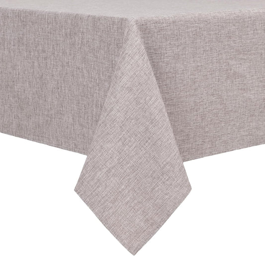 Hiasan Faux Linen Square Tablecloth - Wrinkle and Stain Resistant Washable Table Cloth for Kitchen Dining Room Holiday Table Cover for Party Dinner, Stone, 60 x 60 Inch