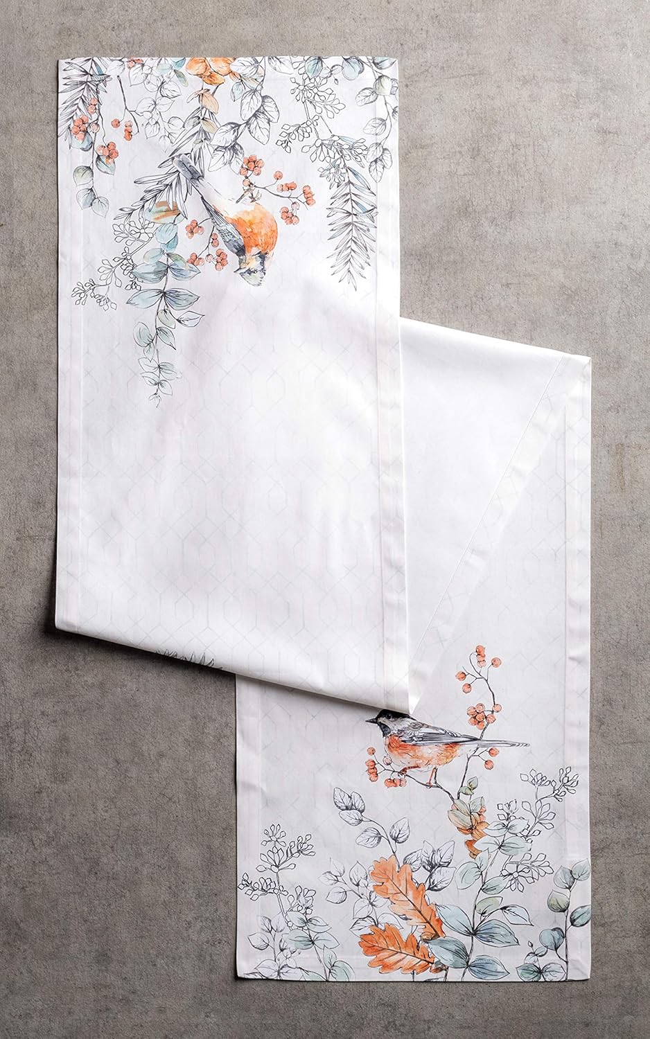 Maison d' Hermine Table Runner 100% Cotton Single Layer Table Runners 60 inches Long for Thanksgiving Christmas Decorations Home Kitchen Dining Party Wedding (Whitish Shabby Chique, 14.5" x 60")