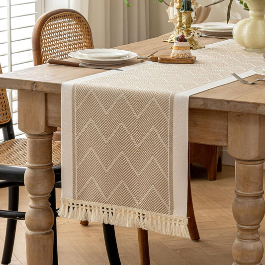 Table Runners 95 Inches,Waterproof Boho Table Runner with Tassel Fringe,Table Runner for Party Coffee Table