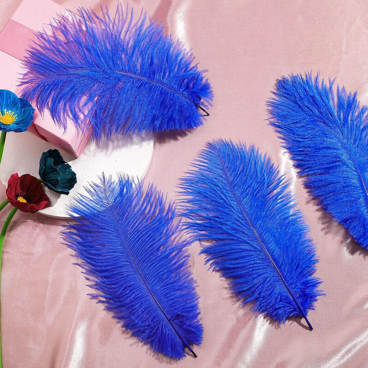 Maitys 90 Pcs Large Natural Ostrich Feathers Bulk 14-16 Inch (35-40cm) 12-14 Inch (30-35cm) 10-12 Inch (25-30cm) Ostrich Feathers Plumes for Centerpieces Wedding(Royal Blue)
