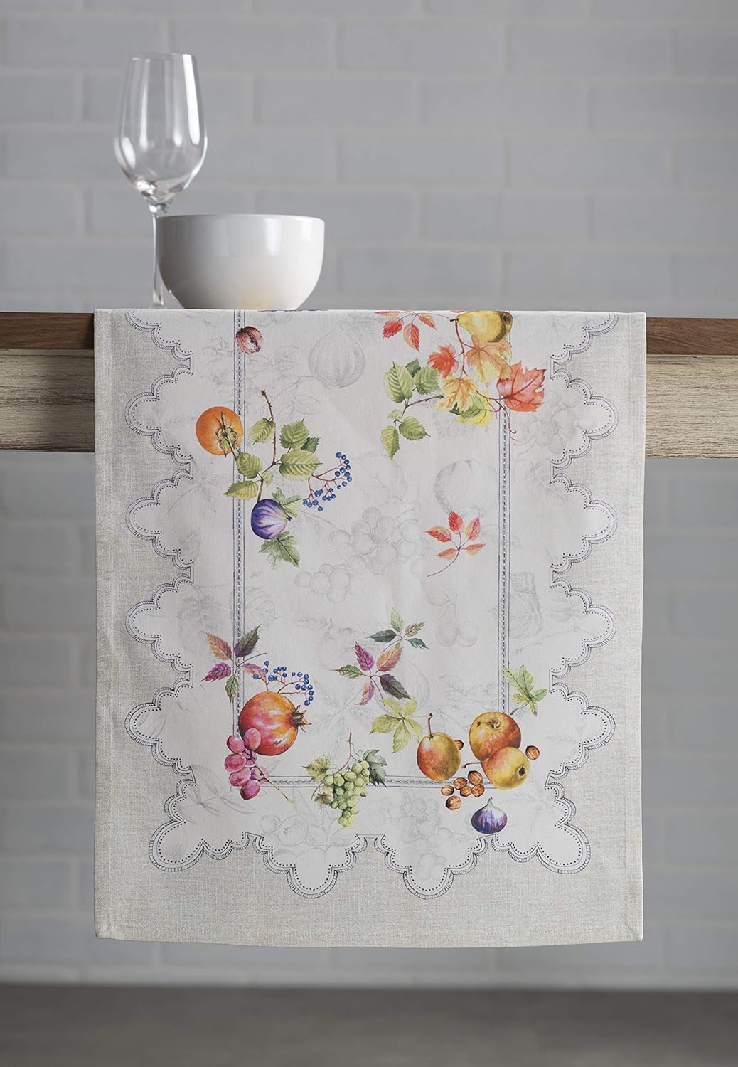 Maison d' Hermine Table Runner 100% Cotton Single Layer Table Runners 48 inches Long for Thanksgiving Christmas Decorations Home Kitchen Dining Party Wedding (Fruit D'Hiver, 14.5" x 48")