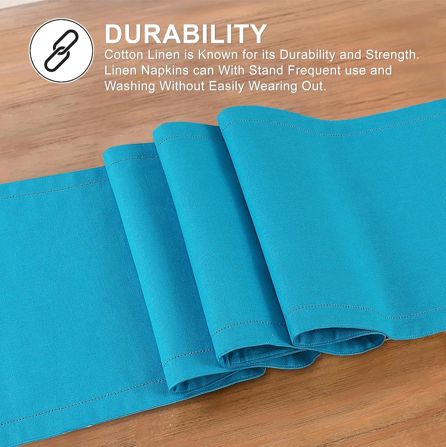 Ruvanti Linen Table Runner 108 Inches, Classic Hemstitch, Washable, Reusable, Non-Slipping, Stain Resistant- Perfect for Parties, Weddings, Dinners, Thanksgiving, Christmas, Indoor use – Blue
