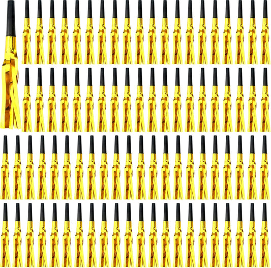 102 Pieces Glitter Gold Fringed Noise Maker Musical Blow Outs Musical Blowouts whistle Party Blow Horns for Kids Birthday Holiday New Years Party Favors Goodie Bag Stuffers Fillers