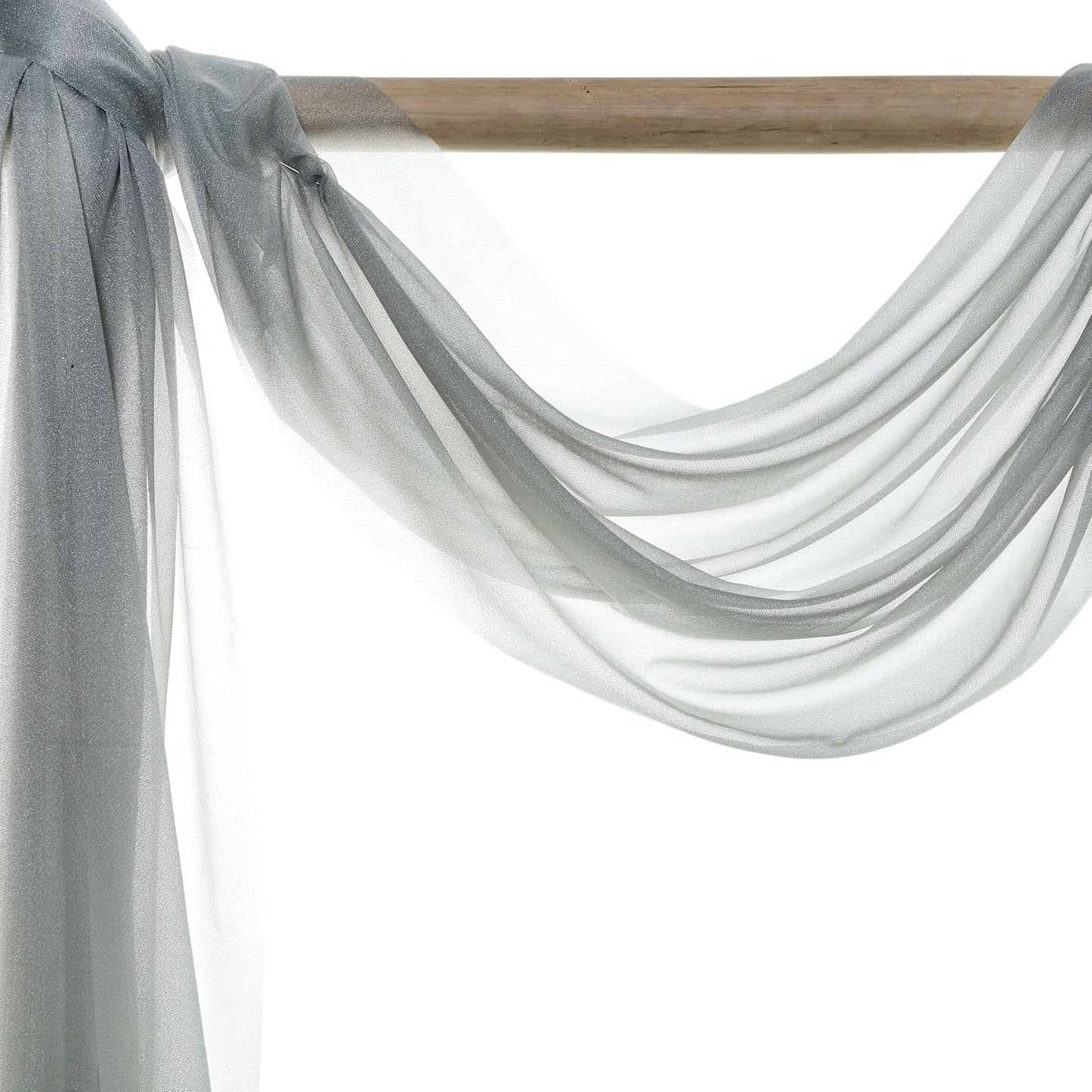 VDS Pack of 1 Panel (30 Inch X 20 Feet) Wedding Arch Draping Fabric Sheer Chiffon Fabric Drapery for Wedding Ceremony Reception Swag Backdrop Canopy Chuppah ARBO Altars Decoration (Grey)