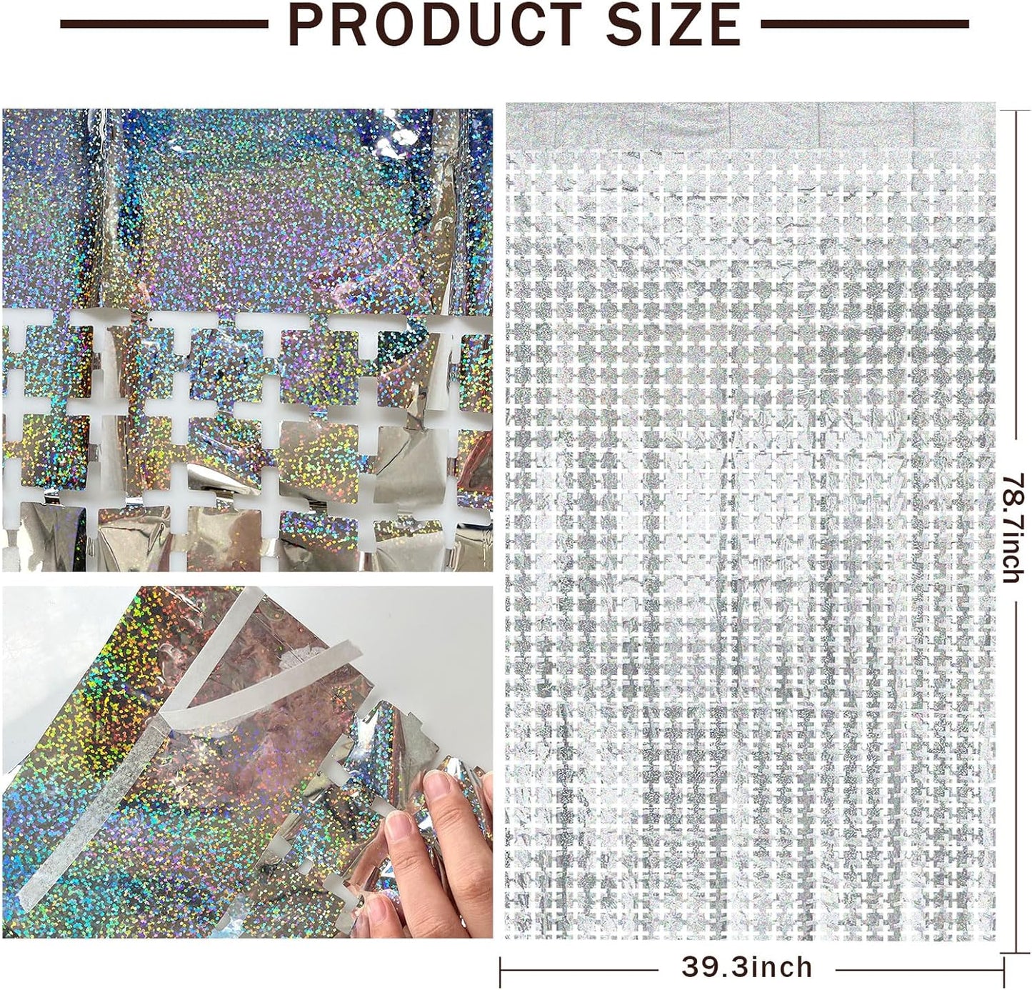 Silver Streamers Metallic Tinsel Foil Fringe Curtains, Door Streamer Photo Booth Backdrop for Birthday Graduation Engagement Bridal Shower Bachelorette Baby Shower Disco Party Decorations