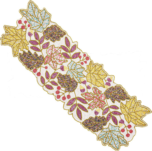 36" Hand Beaded Decorative Farmhouse Glitz Table Runner for Tabletop, Wedding, Thanksgiving, Easter Party Decorations - A Beautiful Complement to Your Dinner Table Décor (Multi) - CLEENTABLE