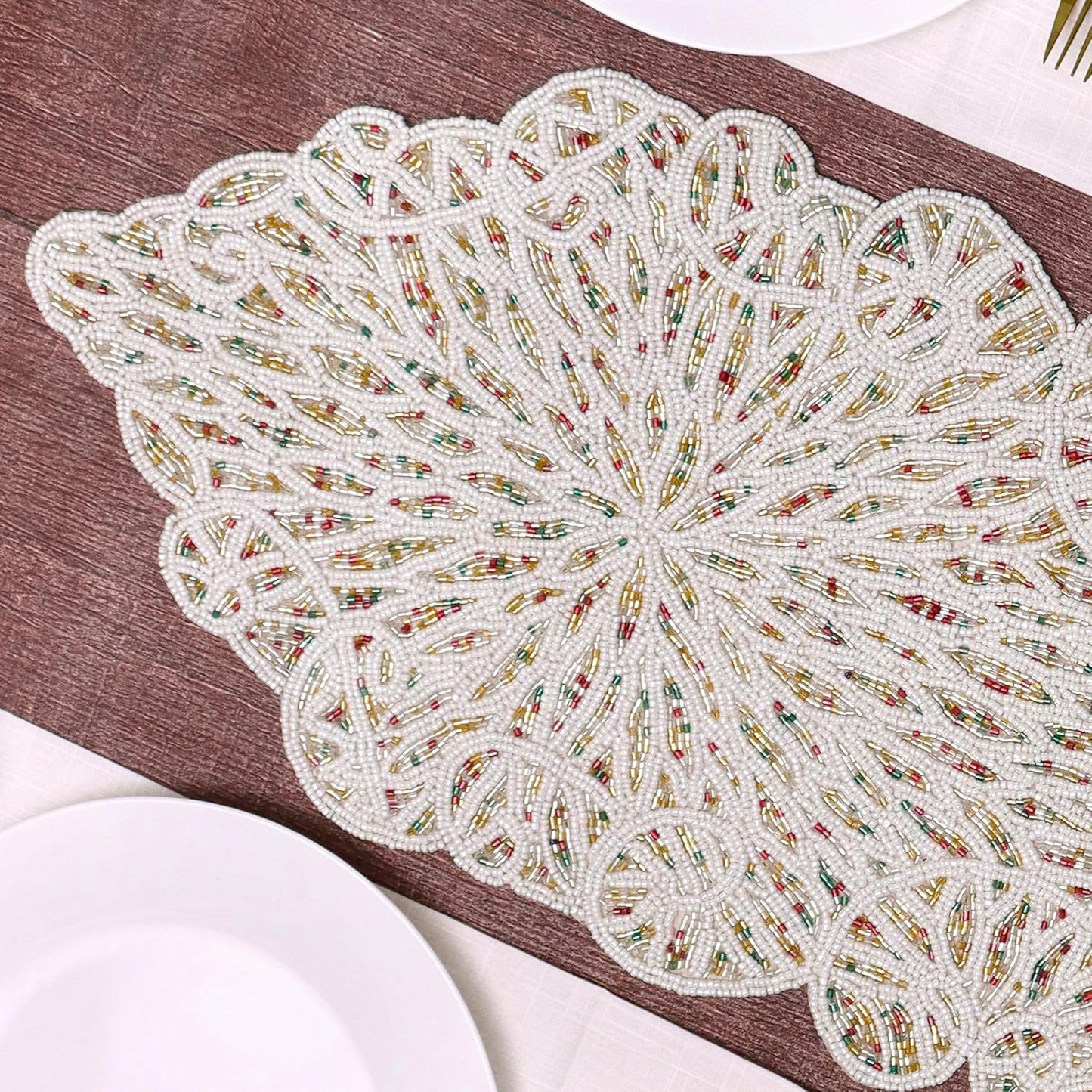 Handmade Beaded Table Runner, 13x36 Inches Lightweight Decorative Table Runner, Perfect for Dining/Wedding/Party/Everyday Use & Easy to Clean, Elegant Beaded Runner (Multi) - CLEENTABLE