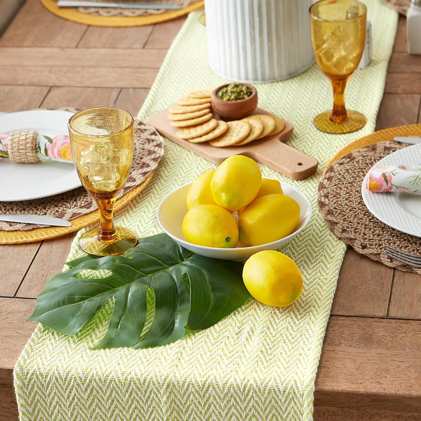 DII Woven Basic Tabletop Collection Chevron Table Runner, 15x108, Avocado
