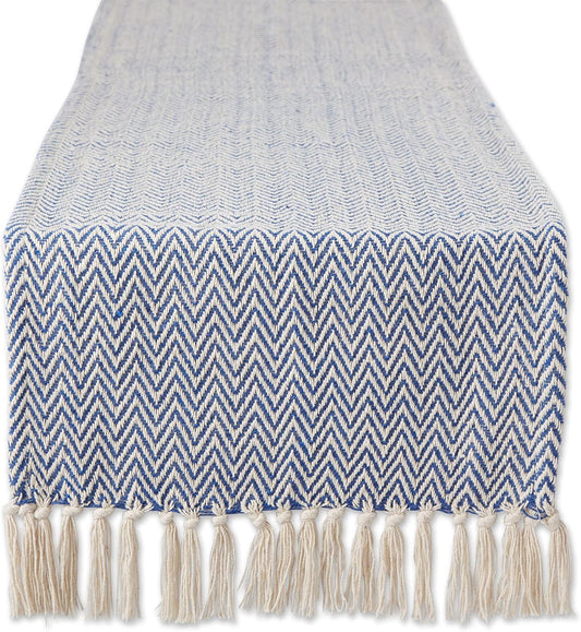 DII Woven Basic Tabletop Collection, Chevron Table Runner, 15x72, Nautical Blue